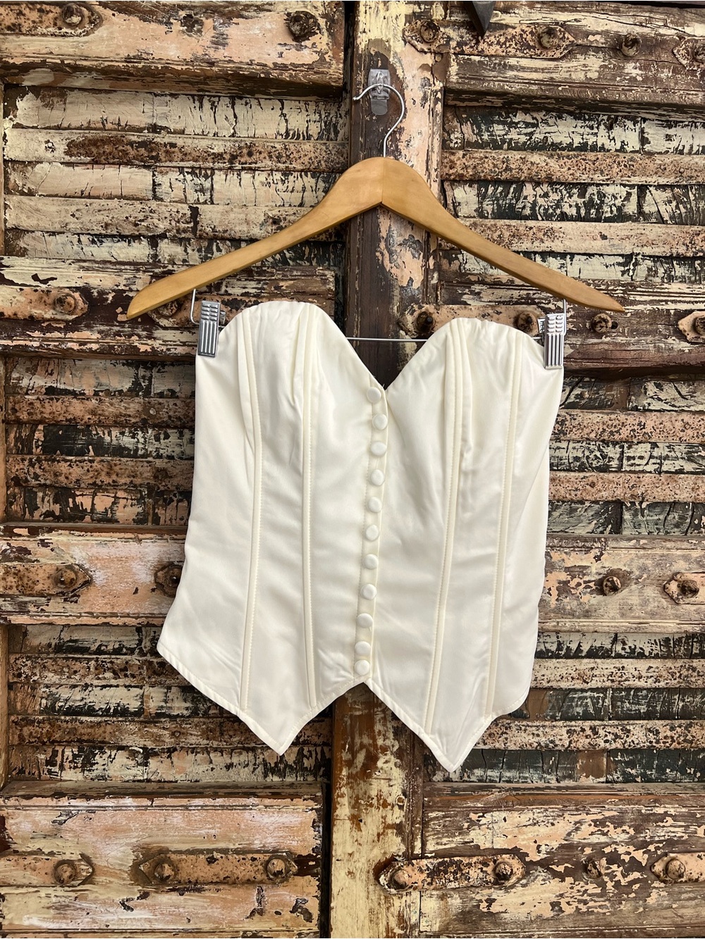FASHION NOVA • NWT Sophie Lace Up Satin Corset In Ivory size small